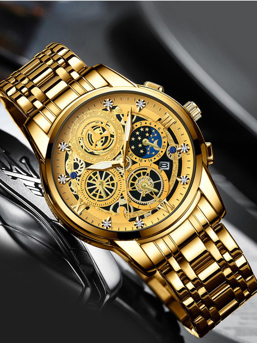 BINBOND Reloj de lujo para hombre elegante y moderno, de acero inoxidable