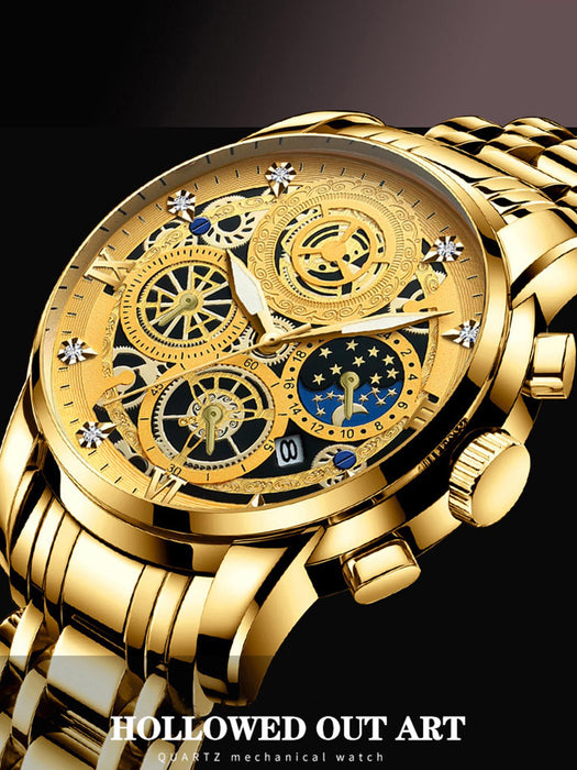 BINBOND Reloj de lujo para hombre elegante y moderno, de acero inoxidable