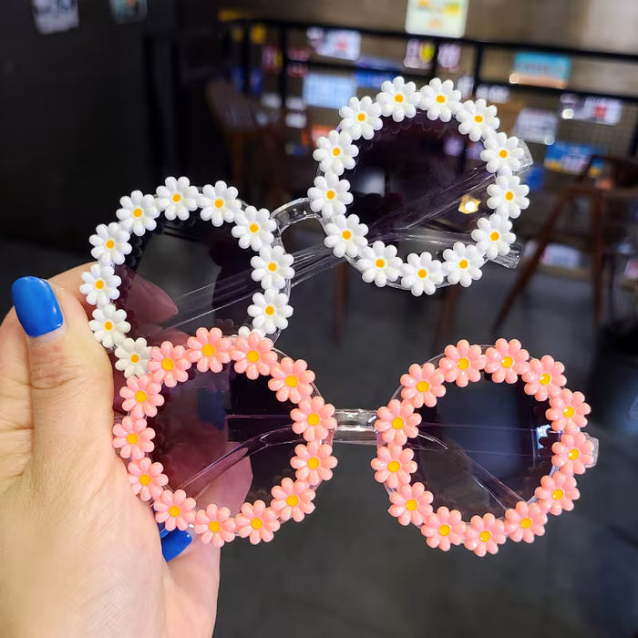 2pcs Gafas Redondas y Creativas con diseño de Dulces Margaritas, Para niñas