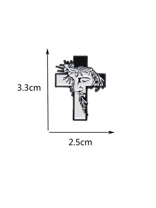 Shein 1 pieza de broches esmaltados con la cruz de Jesús