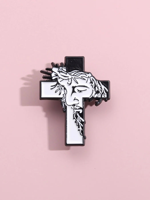 Shein 1 pieza de broches esmaltados con la cruz de Jesús