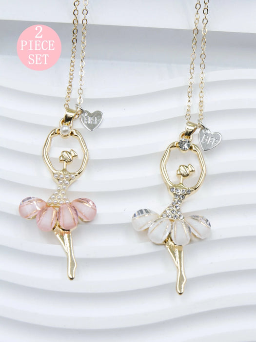 Shein 2 collares con colgante de aleación de zinc para niñas, con diamantes de imitación y perlas de imitación, ideales para mejores amigas.