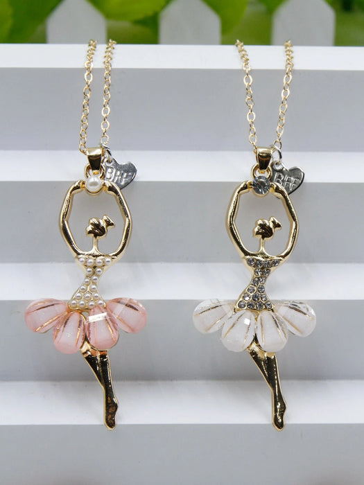 Shein 2 collares con colgante de aleación de zinc para niñas, con diamantes de imitación y perlas de imitación, ideales para mejores amigas.