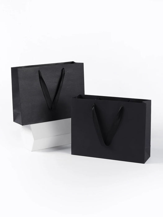 Shein 2 unidades de bolsa de regalo de papel horizontal negra 10,6 x 3,14 x 8,07 pulgadas (27 x 8 x 20,5 cm)