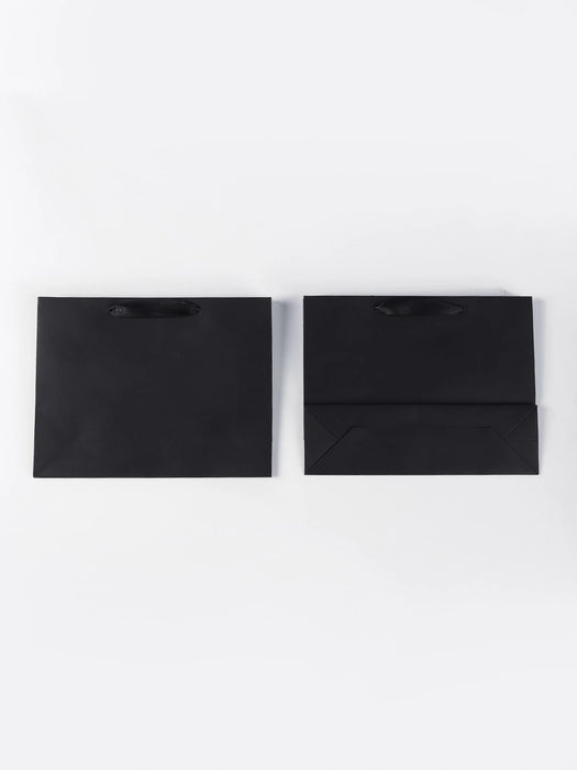 Shein 2 unidades de bolsa de regalo de papel horizontal negra 10,6 x 3,14 x 8,07 pulgadas (27 x 8 x 20,5 cm)