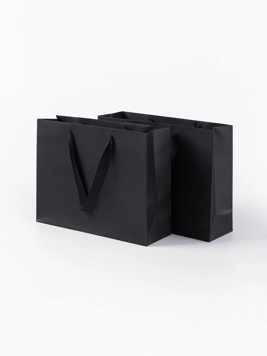 Shein 2 unidades de bolsa de regalo de papel horizontal negra 10,6 x 3,14 x 8,07 pulgadas (27 x 8 x 20,5 cm)