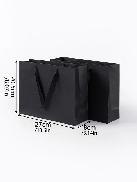 Shein 2 unidades de bolsa de regalo de papel horizontal negra 10,6 x 3,14 x 8,07 pulgadas (27 x 8 x 20,5 cm)