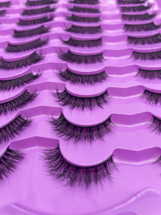 Shein 20 pares de pestañas postizas 5D, cola alada, material de seda, pestañas artificiales naturales encantadoras