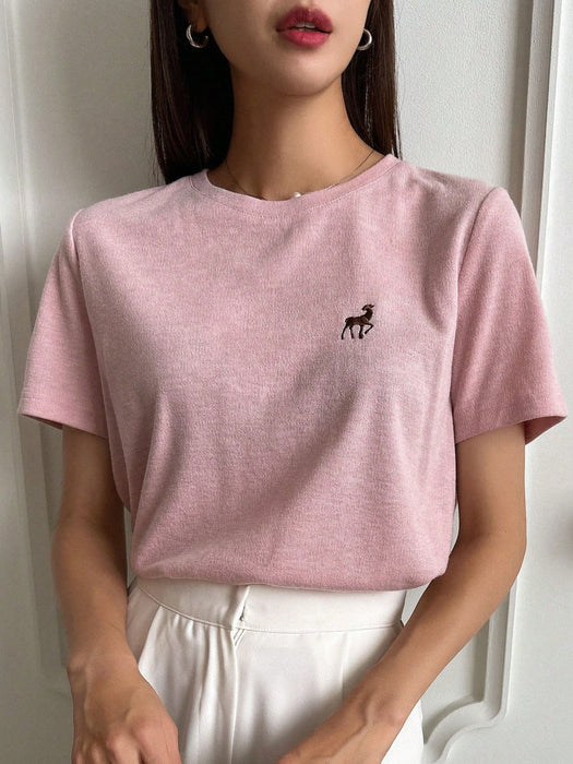 SHEIN DAZY Camiseta Gráfica Bordada Con Dibujos Animados