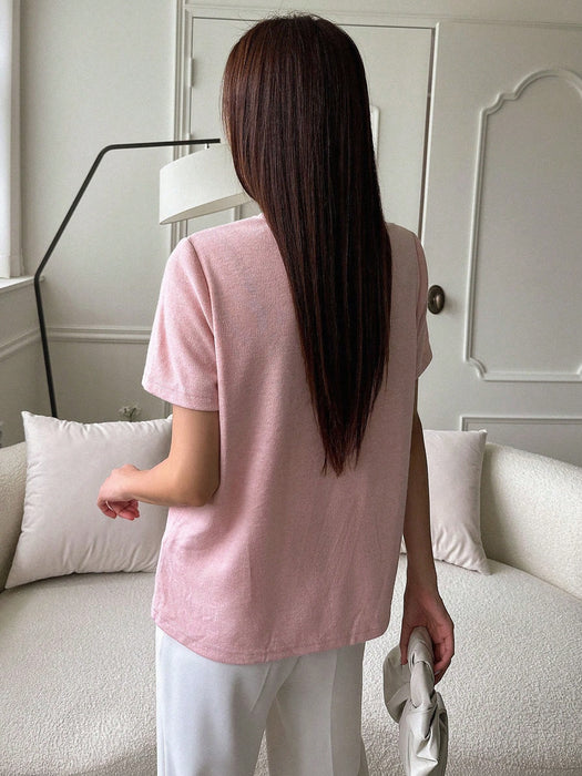 SHEIN DAZY Camiseta Gráfica Bordada Con Dibujos Animados