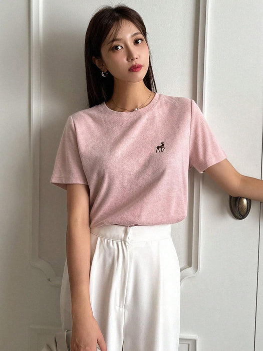 SHEIN DAZY Camiseta Gráfica Bordada Con Dibujos Animados
