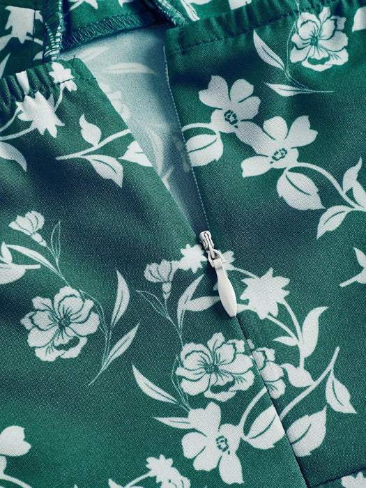 SHEIN MOD Vestido de tirantes con estampado floral de hombros con cordón