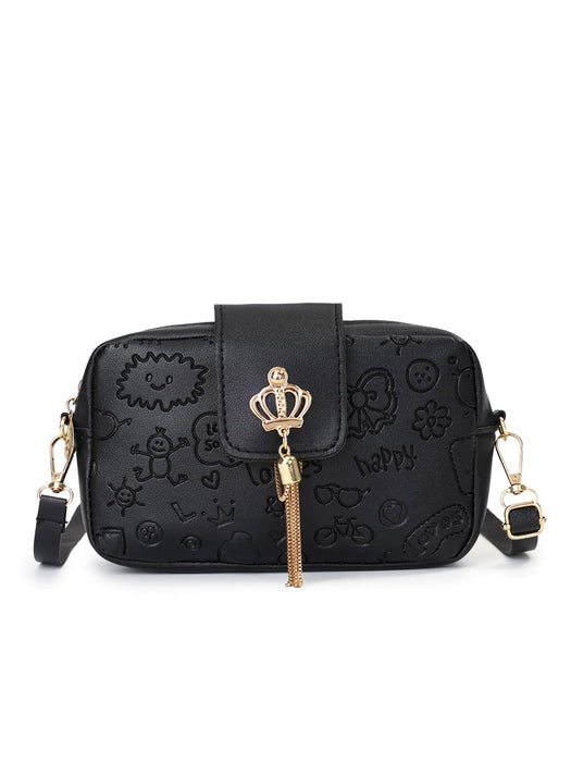 SHEIN Bolso bandolera con borla y corona en relieve