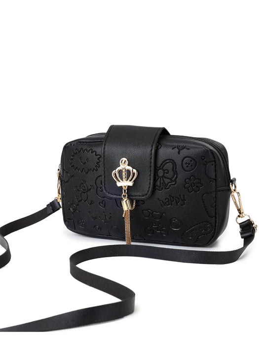 SHEIN Bolso bandolera con borla y corona en relieve