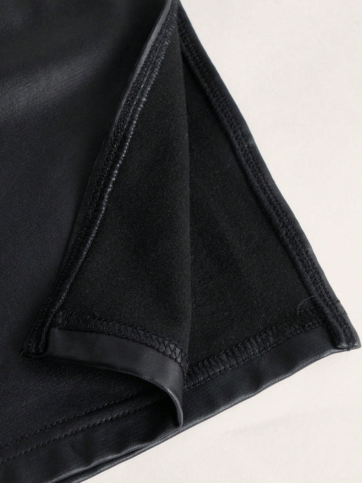 SHEIN ICON Vestido largo ajustado tipo bandeau de piel sintética con abertura en el muslo