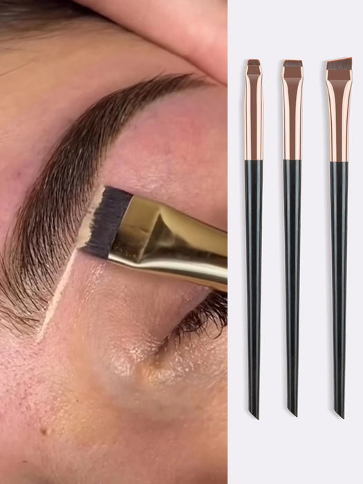 SHEIN Set de 3 piezas Pinceles de maquillaje ultra delgados en negro y dorado