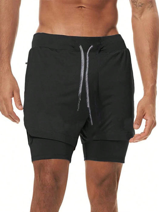 Pantalones cortos deportivos de verano para hombre, 2 en 1, para hacer ejercicio de secado rápido