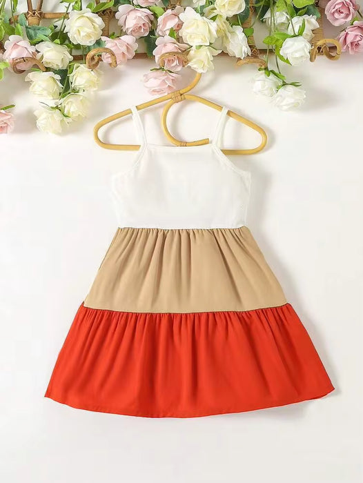 SHEIN Vestido casual sencillo con bloques de color para bebé niña