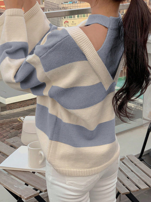 SHEIN DAZY Suéter 2 en 1 con hombros caídos y bloques de color