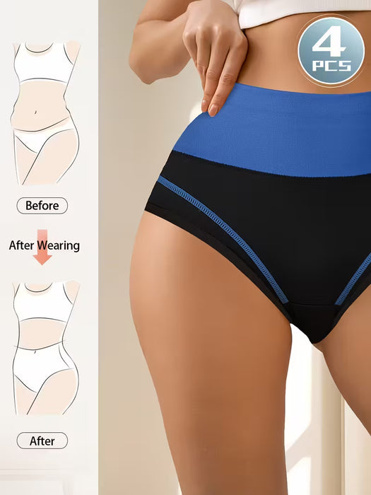 4 piezas de ropa interior para mujer Color-Block Easy