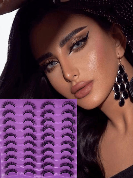 Shein 20 pares de pestañas postizas 5D, cola alada, material de seda, pestañas artificiales naturales encantadoras