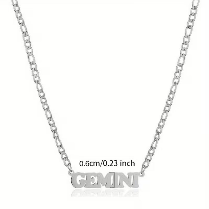 Collar con Colgante de Acero Inoxidable y Moda signo zodiacal Gemini