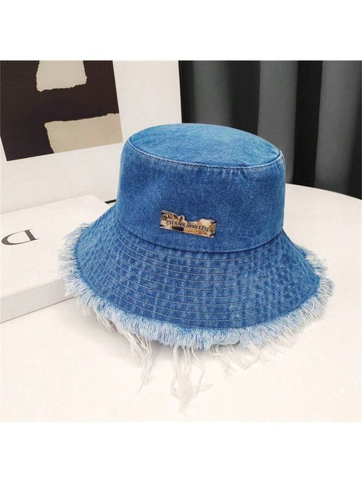 1 pieza Sombrero de cubo de moda callejera para hombres con decoración de metal desgastado
