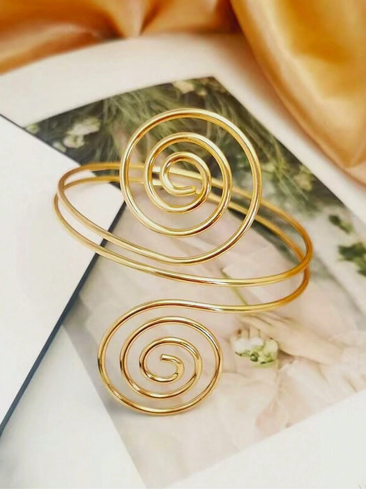 Shein Brazalete con diseño de espiral dorada, joyería para el brazo