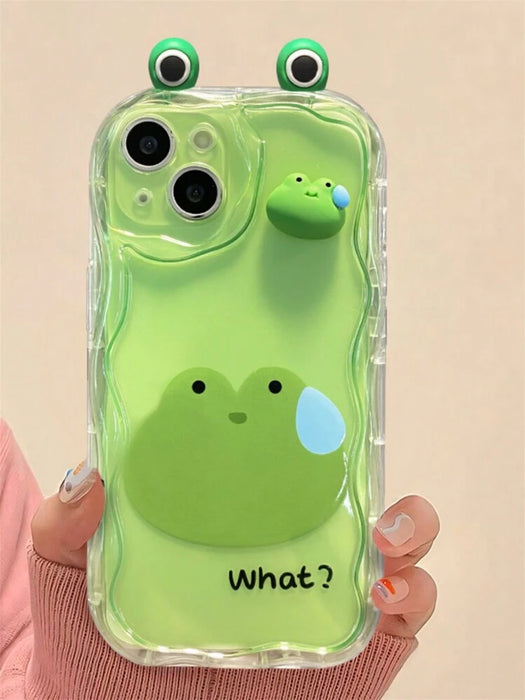 Carcasa de Teléfono Ondulada y Transparente con rana en 3D para iPhone XS Max