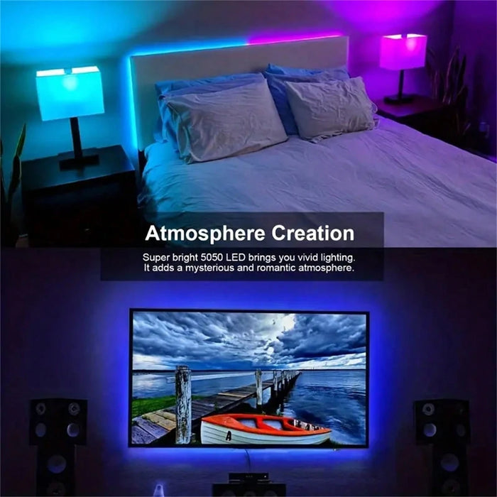 Shein 1 tira de luces LED RGB de 2m para TV y fondo de ordenador con fuente de alimentación USB de 5 V y control de 3 botones (sin mando a distancia)