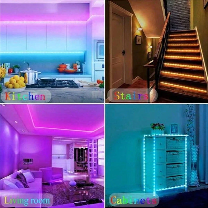 Shein 1 tira de luces LED RGB de 2m para TV y fondo de ordenador con fuente de alimentación USB de 5 V y control de 3 botones (sin mando a distancia)