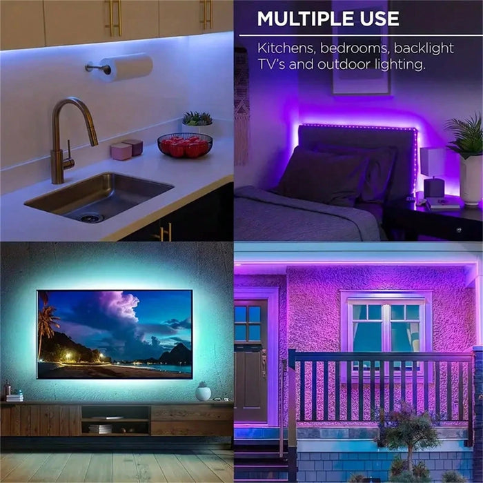 Shein 1 tira de luces LED RGB de 2m para TV y fondo de ordenador con fuente de alimentación USB de 5 V y control de 3 botones (sin mando a distancia)