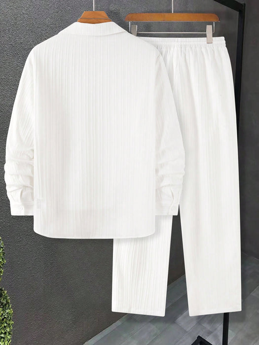 SHEIN Manfinity Homme Conjunto de camisa y pantalones de unicolor con ajuste