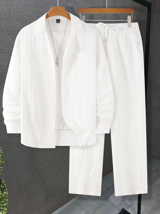 SHEIN Manfinity Homme Conjunto de camisa y pantalones de unicolor con ajuste