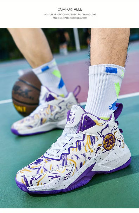 Zapatos de baloncesto altos para hombre, deportivos antideslizantes y amortiguadores