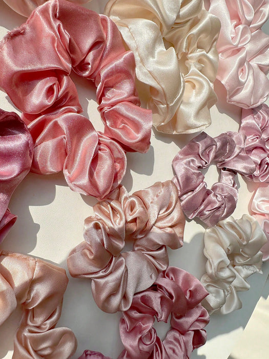 SHEIN 16pcs Scrunchies de unicolor para mujeres, lazos para el cabello de satén suave
