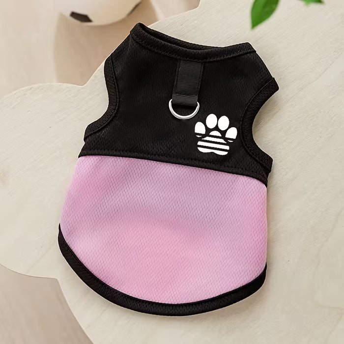 Chaleco de Malla Transpirable con Huella de Pata, Lavable a Máquina, Ropa para Mascotas