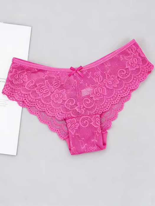 6 piezas de bragas de encaje sexy,  Color sólido