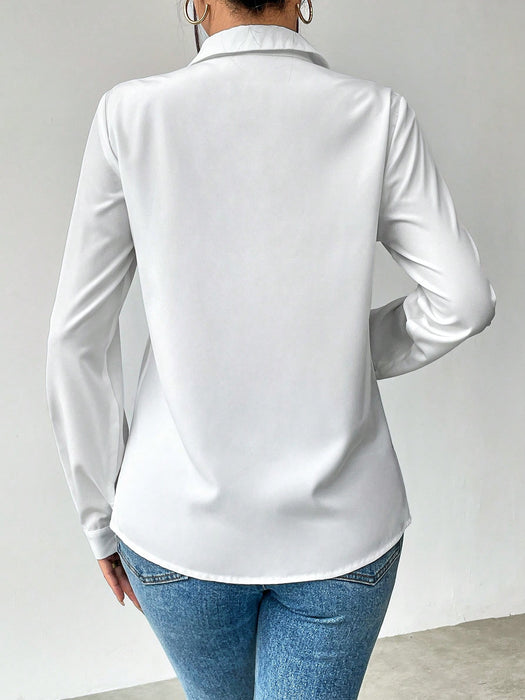 SHEIN Elenzga Camisa de mujer de manga larga, Blusas de manga larga