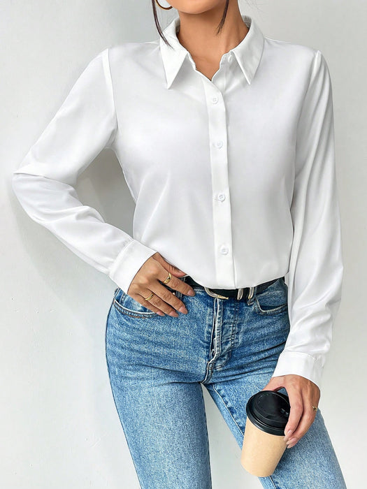SHEIN Elenzga Camisa de mujer de manga larga, Blusas de manga larga