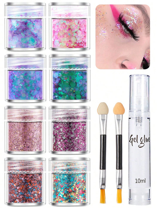 Shein 11 Piezas/set (8 Colores De Gel Brillante + 1 Bolígrafo De Gel + 2 Pinceles)