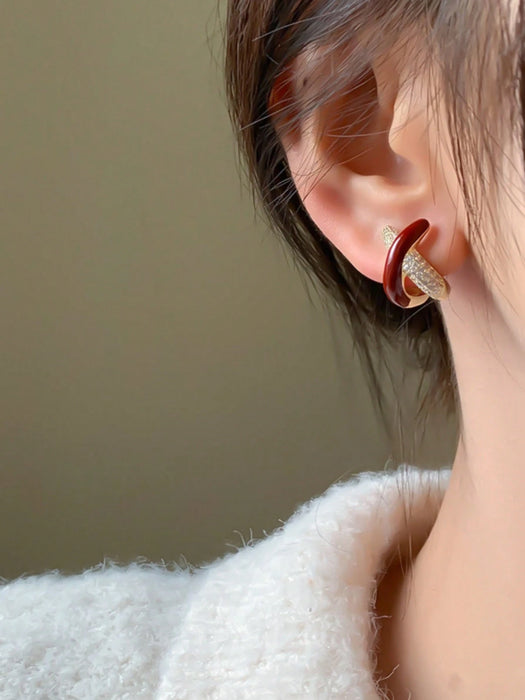 SHEIN Pendientes De Aguja Con Estilo Coreano Ins Con Cruz Roja
