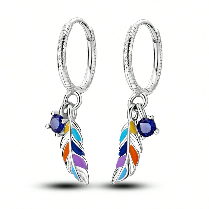 1 par de pendientes de atrapasueños con alas y plumas esmaltadas de colores bohemios