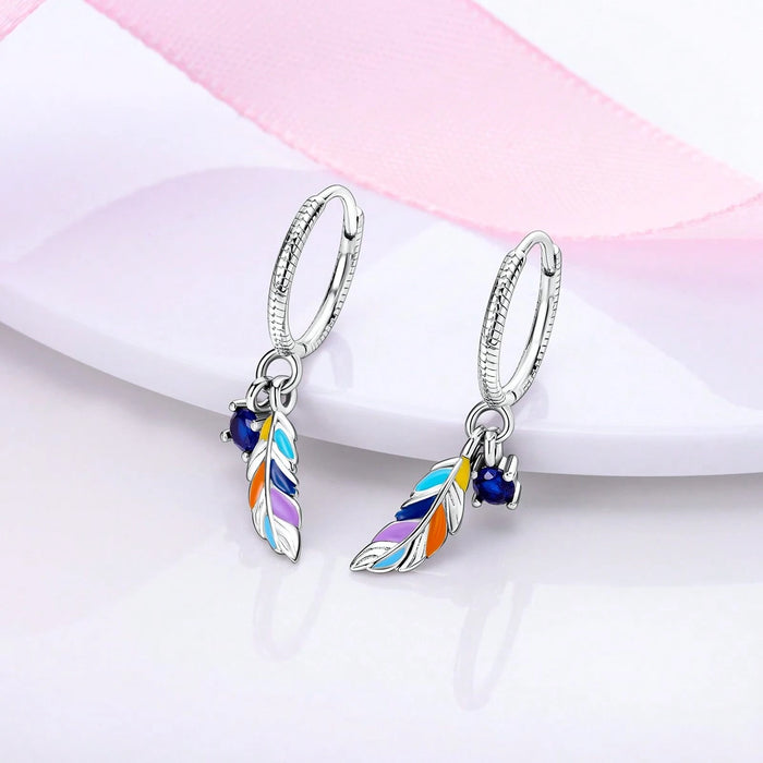 1 par de pendientes de atrapasueños con alas y plumas esmaltadas de colores bohemios