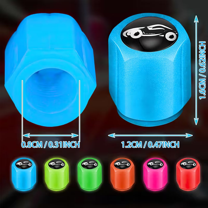 10pcs Tapones de válvula luminosos, que brillan en la oscuridad