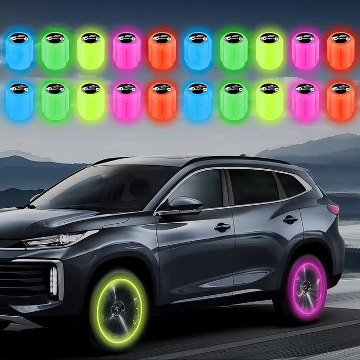 10pcs Tapones de válvula luminosos, que brillan en la oscuridad