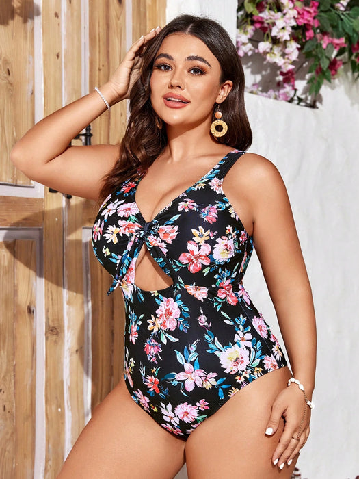 SHEIN  Traje De Baño De Una Pieza Con Estampado Floral Y Diseño