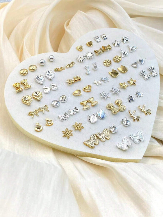 SHEIN Set de 36 pares de aretes de botón hipoalergénicos con diseños surtidos