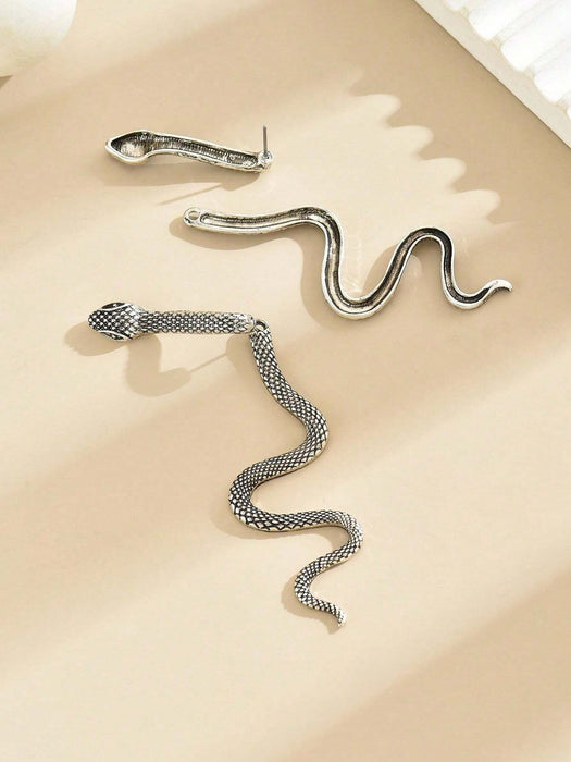 Shein 1 par de pendientes únicos con textura de serpiente minimalistas, delicados y creativos