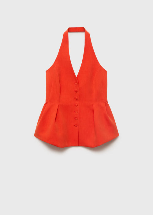 Chaleco peplum cuello halter
